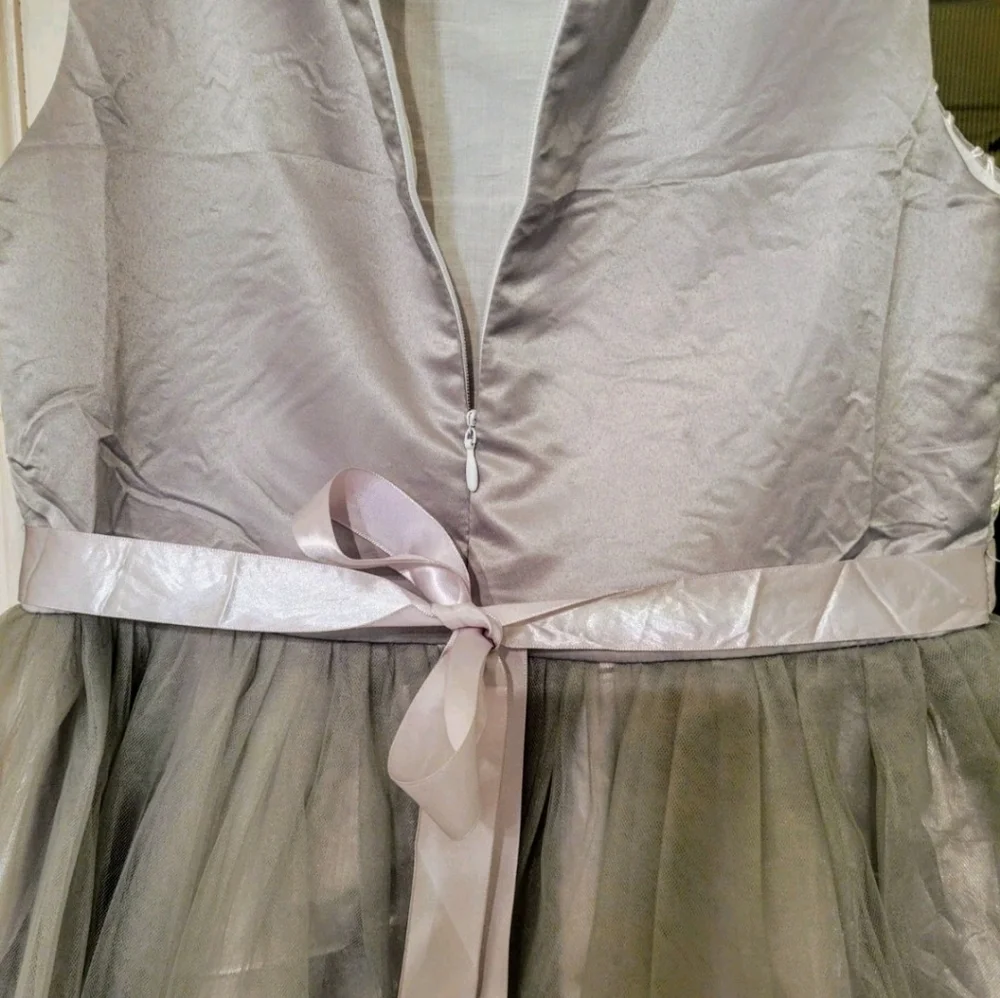 New Girls Size 10 Dress Embroidery‎ Gray & Silver Wedding Party Any Occasion
